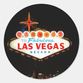 Aanmelden bij Las Vegas 's nachts Foto Ronde Sticker