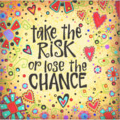 Aanmoedigend Neem het risico Yellow Fun Trendy Sticker (Voorkant)