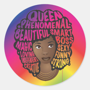 Aanmoedigende Zwarte Vrouwen, Natuurlijk Haar, Reg Ronde Sticker