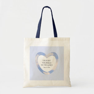 Aanmoediging en gebruik van lichtblauwe Bijbelverg Tote Bag