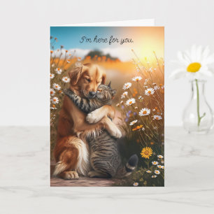 Aanmoediging Ik ben er voor jou Knuffelende Hond e Kaart