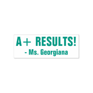 Aanmoediging van "A+ RESULTATEN!" + Aangepaste ond Zelfinktende Stempel