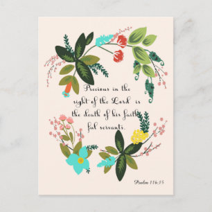 Aanmoediging van Bijbelverzen Kunst - Psalm 116:15 Briefkaart