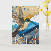 Aanmoediging van kolibrie kaart (Gele Bloem)