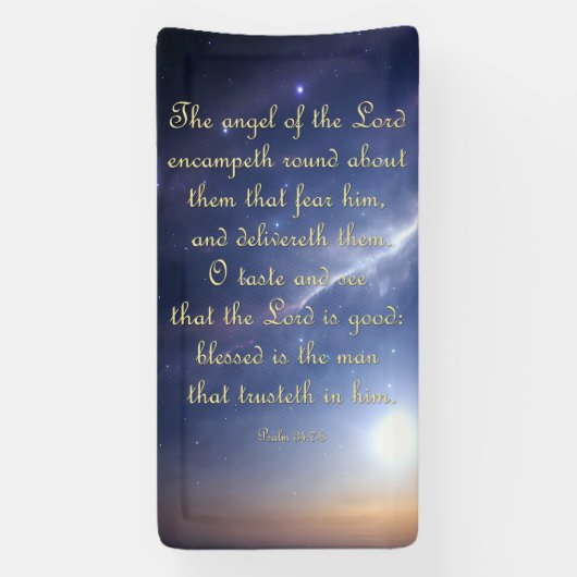 Aanmoedigingsbanner - Psalm 34:7-8 Spandoek (Verticaal)