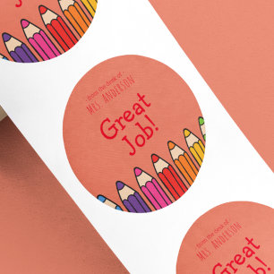 Aanmoedigingssticker naam leraar ronde sticker
