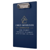 Aannemer Bouwconstructie Navy Blauw Goud Klembord (Links)