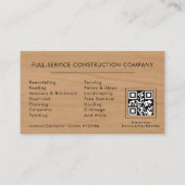 Aannemer Houtstructuur QR-code Visitekaartje (Achterkant)