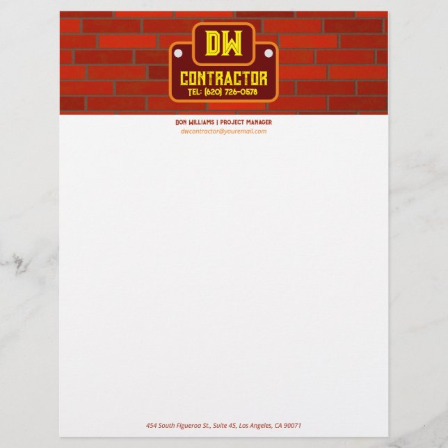 Aannemer Letterhead Briefhoofd (Voorkant)