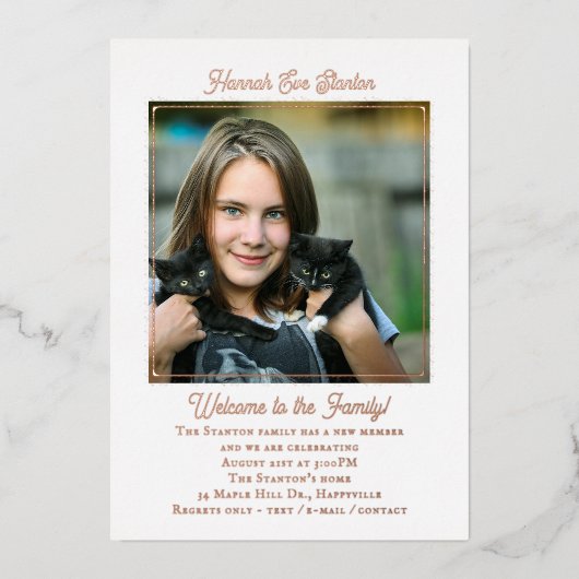 Aanneming Ouder Roos Gold Foil uitnodiging (Voorkant)