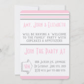 Aanneming Partij Moderne Roze & Grijze Stripes Kaart (Achterkant)