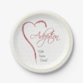 Aanneming, religieuze, gele Stippen met rood hart Papieren Bordje (Voorkant)