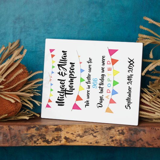 Aanneming van Foster Care Aankondiging gatchdag Fotoplaat (Zijkant)