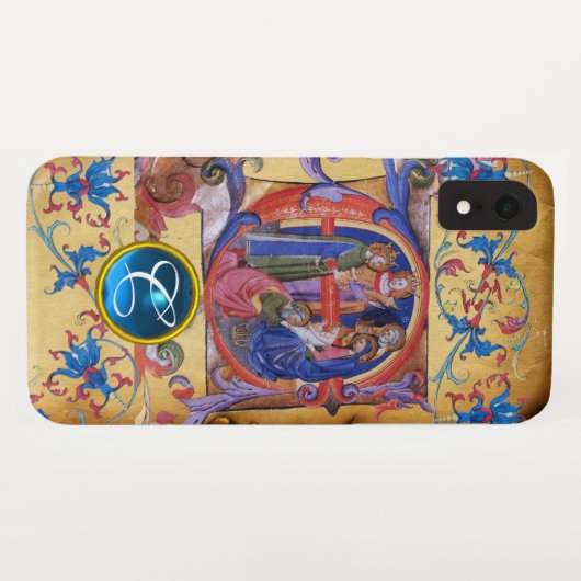 AANNEMING VAN MAGI CHRISTMAS PARCHMENT MONOGRAM Case-Mate iPhone CASE (Achterkant (horizontaal))