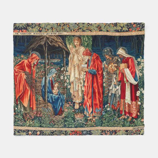 AANNEMING VAN MAGI Morris, Burne-Jones kerstmis Fleece Deken (Voorkant (Horizontaal))