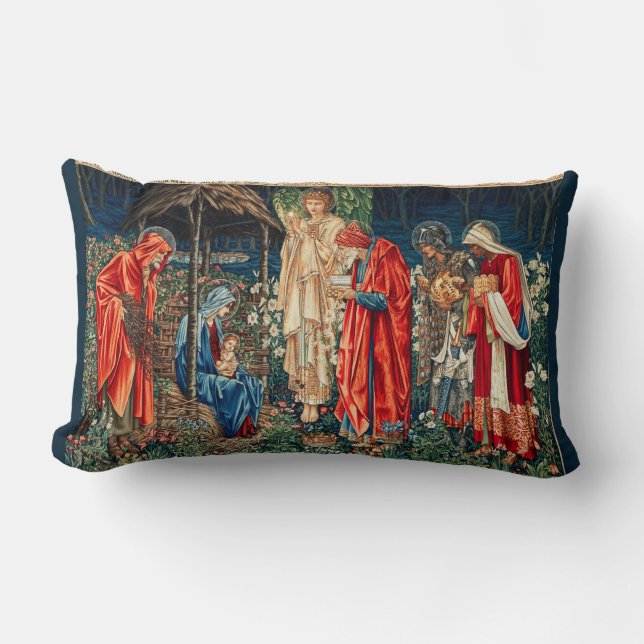 AANNEMING VAN MAGI Morris, Burne-Jones Kerstmis Kussen (Voorkant)