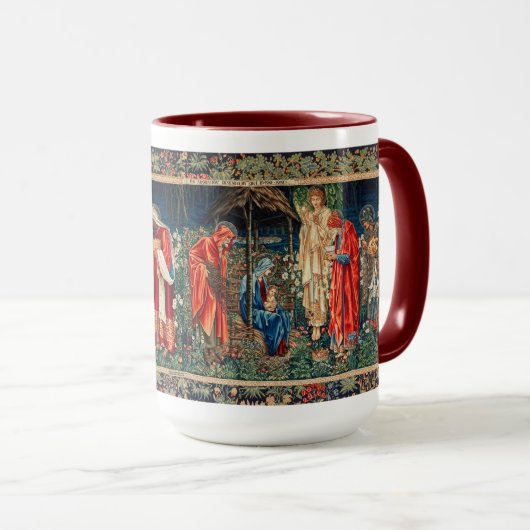 AANNEMING VAN MAGI Morris, Burne-Jones Kerstmis Mok (Voorkant rechts)