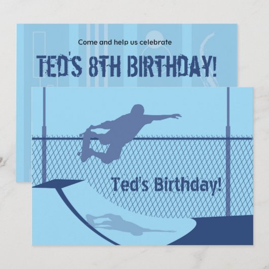 Aannodiging om de verjaardag te vieren - Skateboar Kaart (Voorkant / Achterkant)