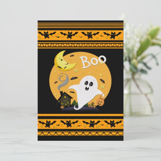 Aannodiging voor aangepaste halloween-partij kaart (Staand voorkant)