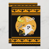 Aannodiging voor aangepaste halloween-partij kaart (Voorkant / Achterkant)