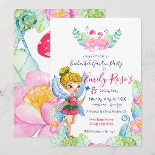Aannodiging voor ingeroepen Garden Fairy Birthday Kaart