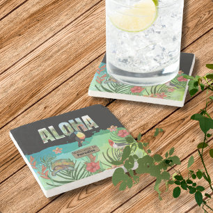 Aanpasbaar Aloha Tropisch Paradijs Stenen Onderzetter