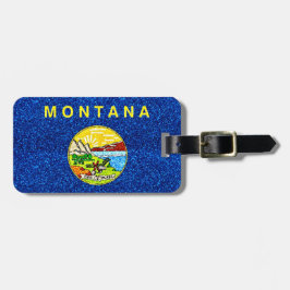 Aanpasbaar bagagelabel Glitter Montana-vlag