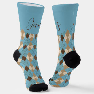 Aanpasbaar blauw bruin gingham patroon sokken