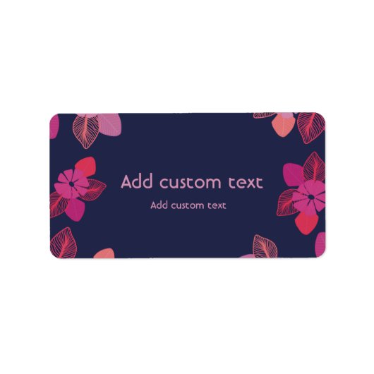 aanpasbaar blauw floreel elegant sticker label (Voorkant)