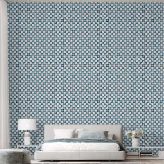 Aanpasbaar Blauw Zwart Wit Geometrisch Quatrefoil Behang