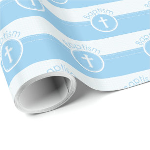 Aanpasbaar, Blauwe Jongen Kind van God Doop Cadeaupapier