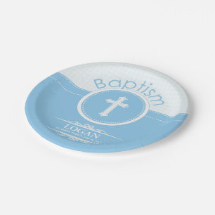 Aanpasbaar, Blauwe Jongen Kind van God Doop Papieren Bordje
