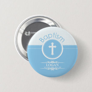 Aanpasbaar, Blauwe Jongen Kind van God Doop Ronde Button 5,7 Cm