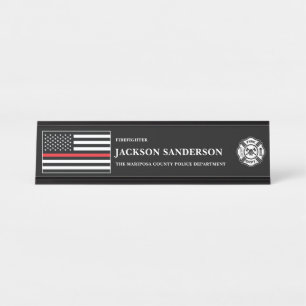 Aanpasbaar brandweer logo bureau naambordje