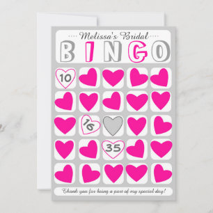 Aanpasbaar bruidsbingospel roze grijze kaart
