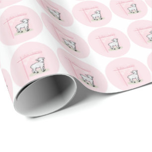 Aanpasbaar, Doop, Roze, Meisje, Lam Cadeaupapier