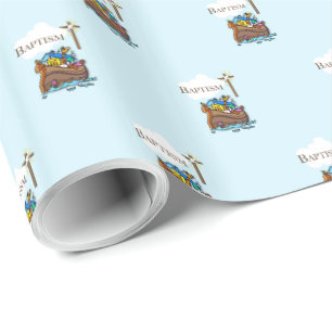Aanpasbaar, Doopfeest Noah's Ark voor baby jongen Cadeaupapier