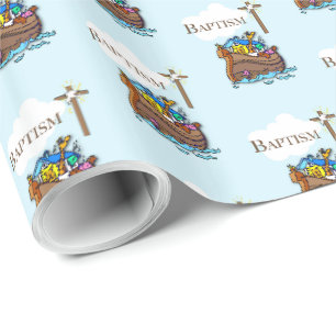 Aanpasbaar, Doopfeest Noah's Ark voor baby jongen Cadeaupapier