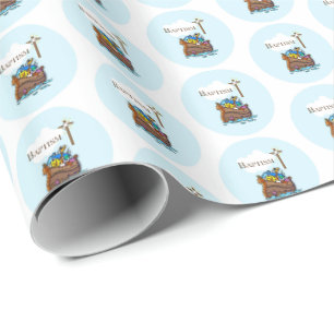Aanpasbaar, Doopfeest Noah's Ark voor baby jongen Cadeaupapier