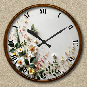Aanpasbaar Elegant Bloemendesign Ronde Klok