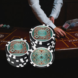 Aanpasbaar elegant koperen turquoise frame poker chips