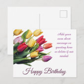 Aanpasbaar elegant tulpboeket verjaardag briefkaart (Voorkant / Achterkant)