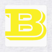 Aanpasbaar geel strijkijzer op letters labels (Design 2)