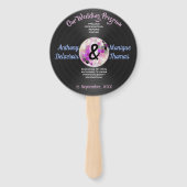 Aanpasbaar huwelijksprogramma in discostijl handwaaier (Voorkant)