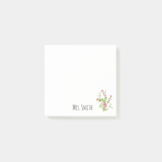Aanpasbaar Initialen Bloemendesign Post-it® Notes (Voorkant)
