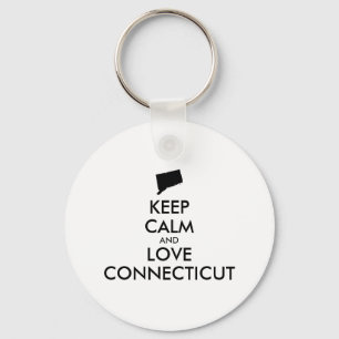 Aanpasbaar KEEP CALM en LIEFDE CONNECTICUT Sleutelhanger