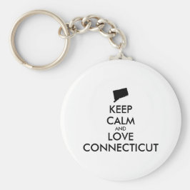 Aanpasbaar KEEP CALM en LIEFDE CONNECTICUT Sleutelhanger