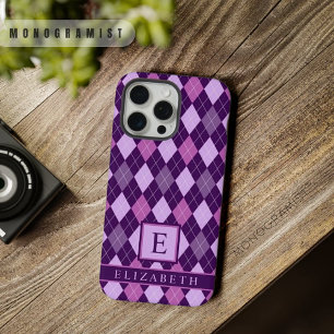 Aanpasbaar Licht Paars Donker Violet Roze Argyle iPhone 15 Pro Max Hoesje