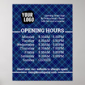 Aanpasbaar logo en tekst openingsuren bedrijf poster (Voorkant)