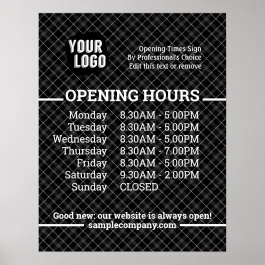 Aanpasbaar logo en tekst Zakelijke openingstijden  Poster (Voorkant)